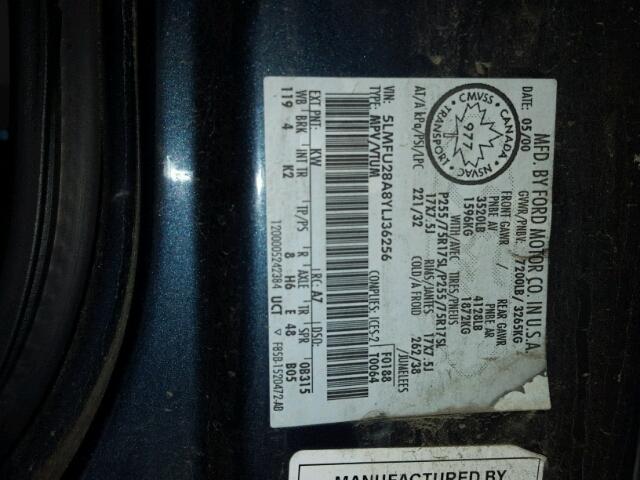 5LMFU28A8YLJ36256 - 2000 LINCOLN NAVIGATOR 蓝色 照片 10