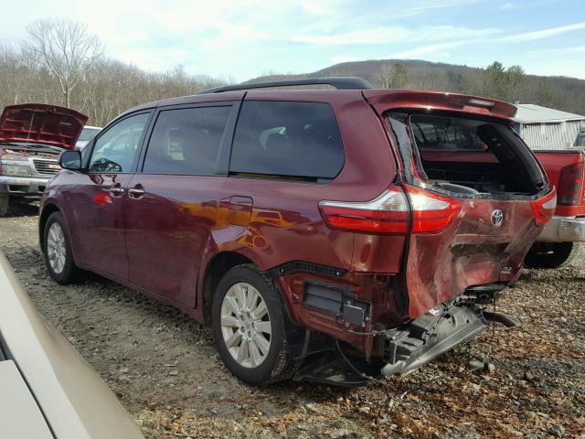 5TDDK3DC0FS099927 - 2015 TOYOTA SIENNA XLE RED photo 3