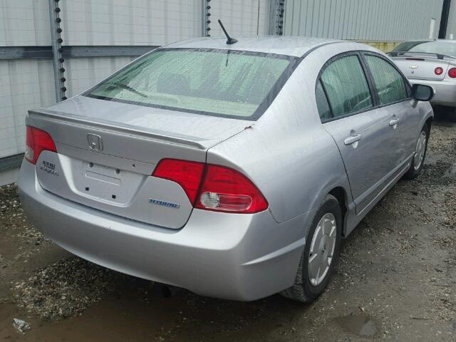 JHMFA36247S032223 - 2007 HONDA CIVIC HYBR SILVER photo 4