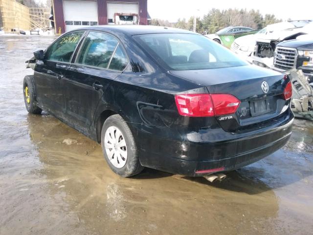 3VW2K7AJ2DM305647 - 2013 VOLKSWAGEN JETTA BASE BLACK photo 3
