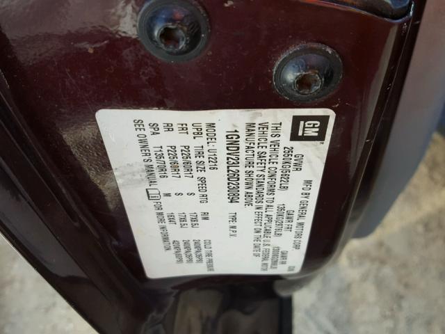 1GNDV23L26D230894 - 2006 CHEVROLET UPLANDER L 勃艮第红 照片 10