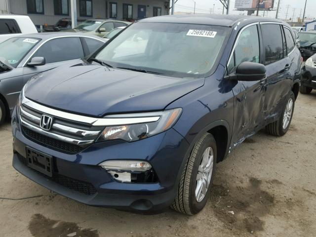 5FNYF6H19GB037285 - 2016 HONDA PILOT LX BLUE photo 2