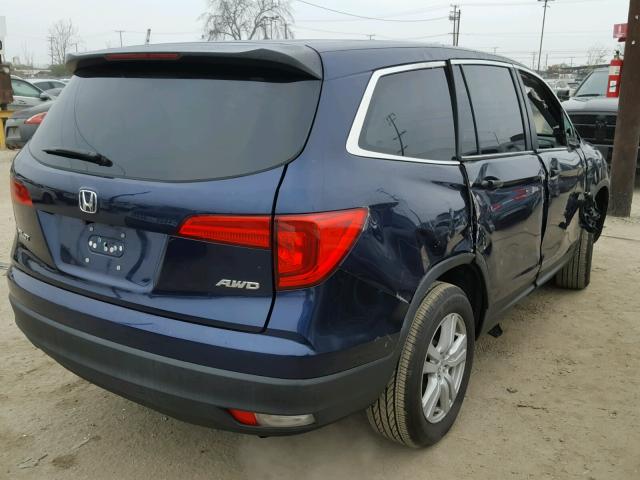 5FNYF6H19GB037285 - 2016 HONDA PILOT LX BLUE photo 4