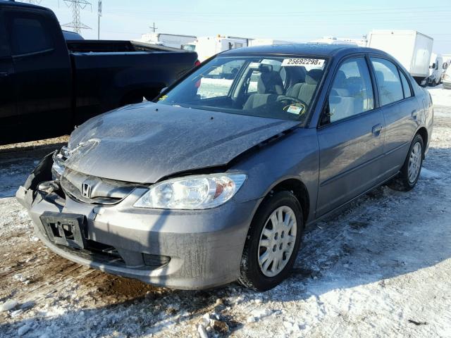 1HGES16555L026190 - 2005 HONDA CIVIC LX GRAY photo 2