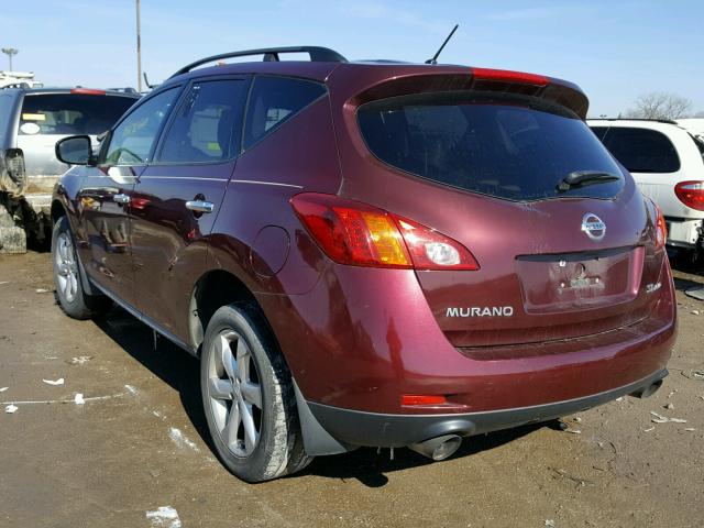 JN8AZ18W59W128418 - 2009 NISSAN MURANO S BURGUNDY photo 3