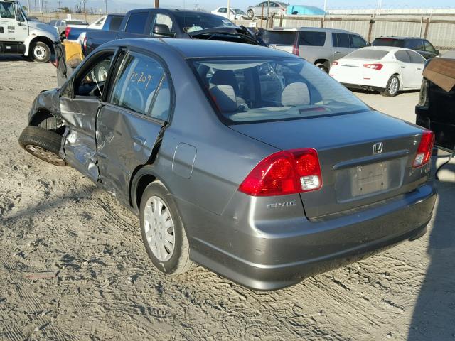 JHMES165X5S001174 - 2005 HONDA CIVIC LX GRAY photo 3