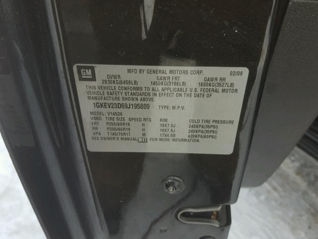 1GKEV23D69J195809 - 2009 GMC ACADIA SLT შავი ფოტო 10