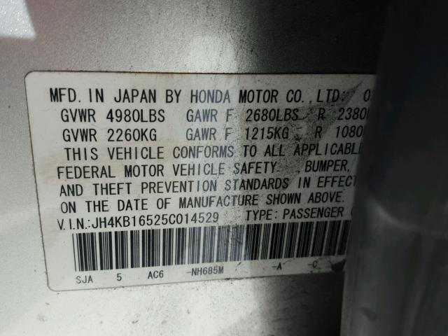 JH4KB16525C014529 - 2005 ACURA RL Gümüş foto 10