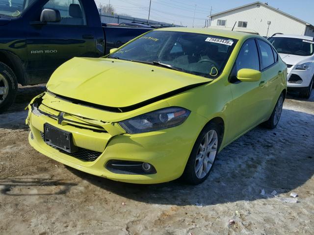 1C3CDFBHXDD110578 - 2013 DODGE DART SXT YELLOW photo 2