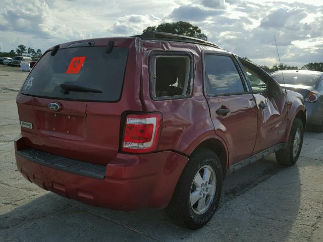 1FMCU03138KB67650 - 2008 FORD ESCAPE XLT RED photo 4