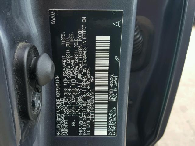 JTEBT14R370068345 - 2007 TOYOTA 4RUNNER SR BLUE photo 10