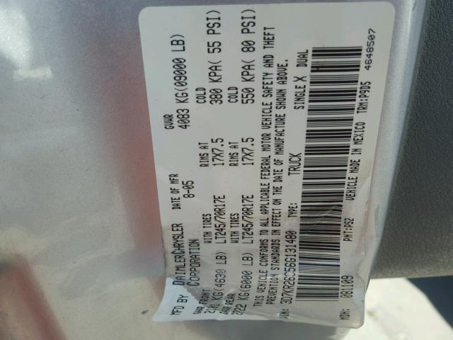 3D7KR26C56G131480 - 2006 DODGE RAM 2500 S SILVER photo 10
