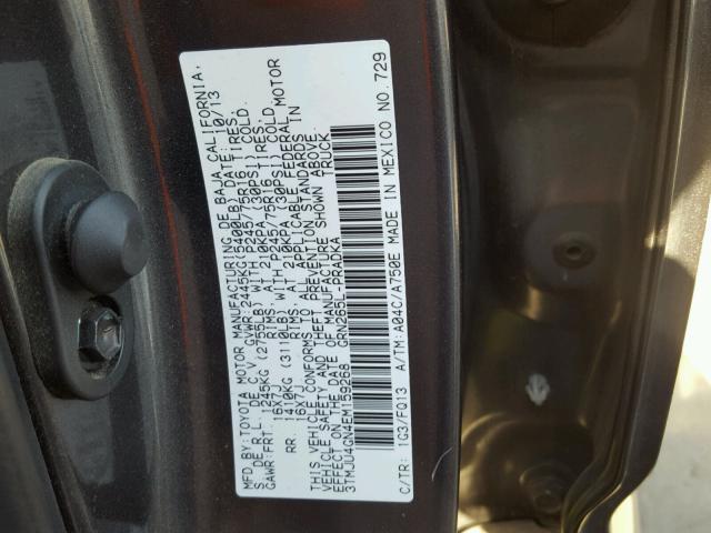 3TMJU4GN4EM159268 - 2014 TOYOTA TACOMA DOU GRAY photo 10