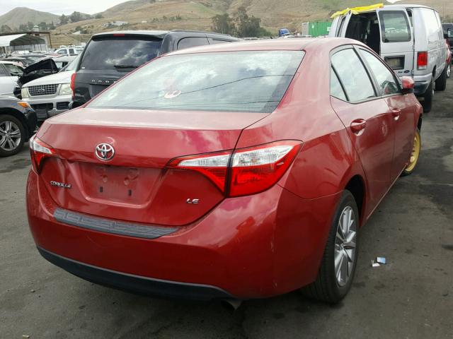 5YFBURHE3EP101497 - 2014 TOYOTA COROLLA L RED photo 4