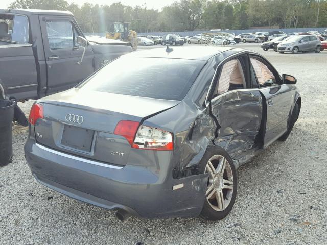 WAUAF78E58A098912 - 2008 AUDI A4 2.0T GRAY photo 4