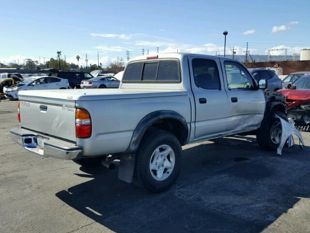 5TEGM92N72Z094980 - 2002 TOYOTA TACOMA DOU SILVER photo 4