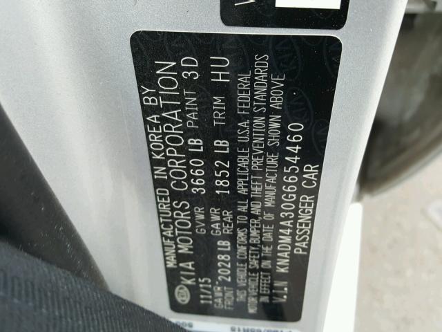 KNADM4A30G6654460 - 2016 KIA RIO LX Արծաթագույն լուսանկար 10