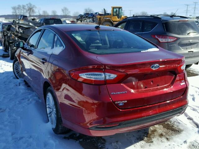 3FA6P0HD3GR299609 - 2016 FORD FUSION SE RED photo 3