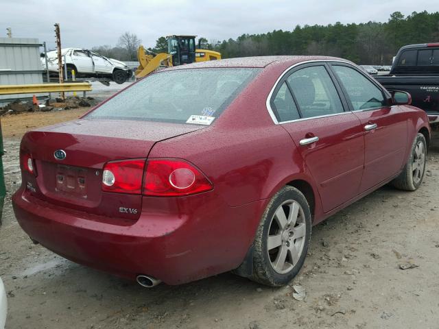 KNAGE124975142508 - 2007 KIA OPTIMA LX BURGUNDY photo 4