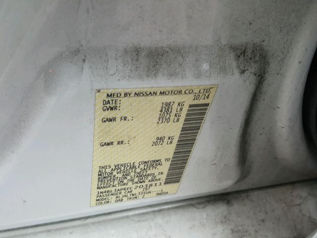 1N4BL3AP6FC203811 - 2015 NISSAN ALTIMA 3.5 WHITE photo 10