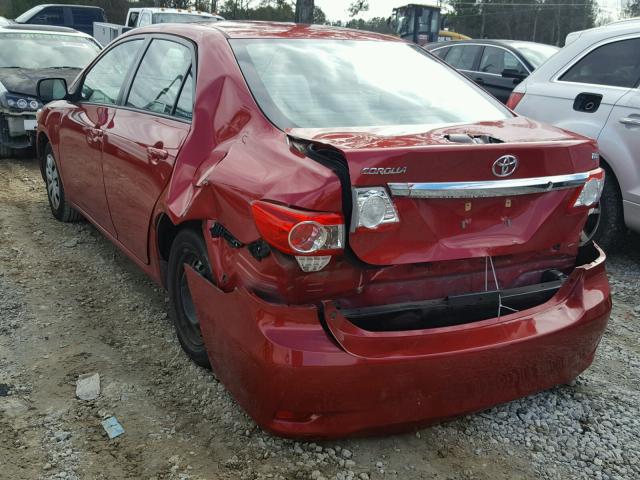 2T1BU4EE9BC665772 - 2011 TOYOTA COROLLA BA RED photo 3