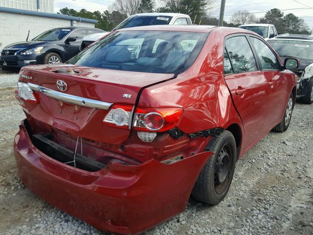 2T1BU4EE9BC665772 - 2011 TOYOTA COROLLA BA RED photo 4