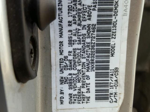 1NXBR32E36Z727462 - 2006 TOYOTA COROLLA CE SILVER photo 10