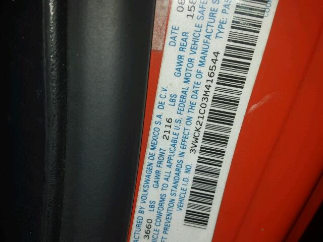 3VWCK21C03M416544 - 2003 VOLKSWAGEN NEW BEETLE 橙色 照片 10