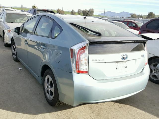 JTDKN3DU6C1506150 - 2012 TOYOTA PRIUS TEAL photo 3