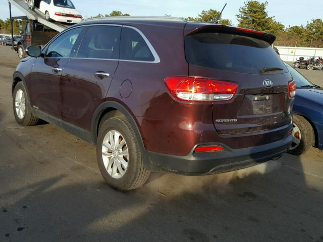 5XYPGDA55HG222020 - 2017 KIA SORENTO LX MAROON photo 3