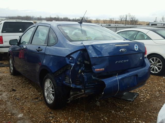 1FAHP35N09W166054 - 2009 FORD FOCUS SE BLUE photo 3