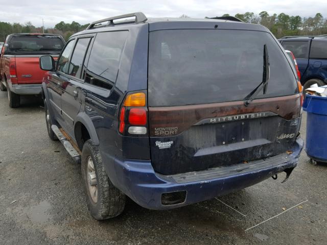 JA4MT21H23J021577 - 2003 MITSUBISHI MONTERO SP BLUE photo 3