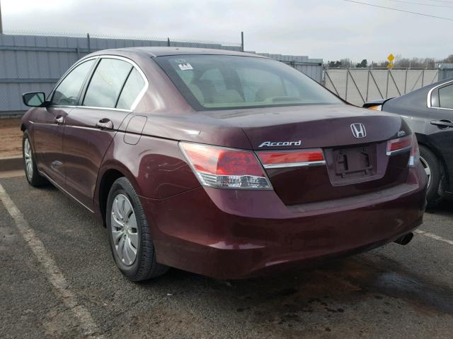 1HGCP2F31CA160040 - 2012 HONDA ACCORD LX MAROON photo 3