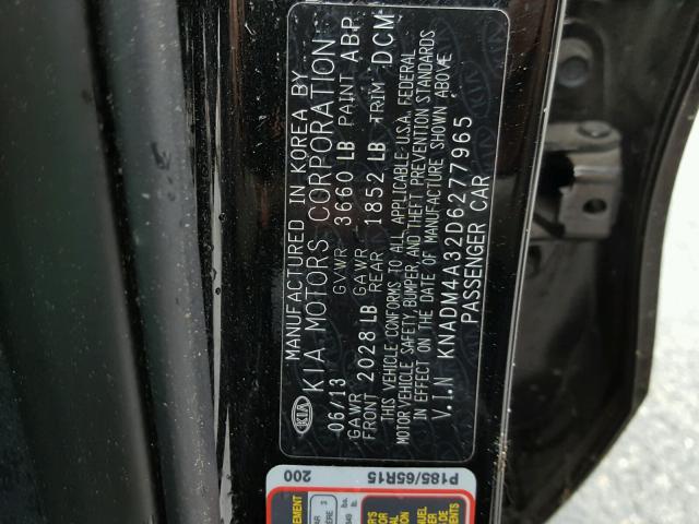 KNADM4A32D6277965 - 2013 KIA RIO LX Սև լուսանկար 10