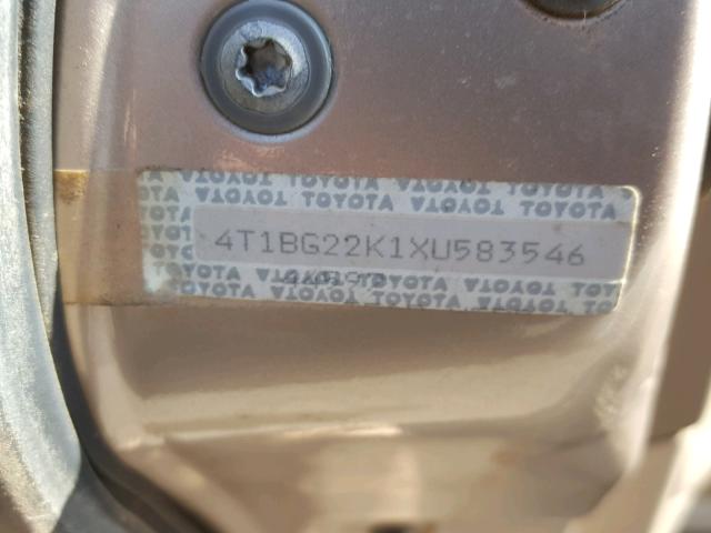 4T1BG22K1XU583546 - 1999 TOYOTA CAMRY CE GOLD photo 10