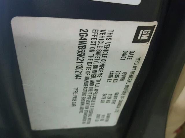 2G4WB55K211302144 - 2001 BUICK REGAL LS 石墨色 照片 10