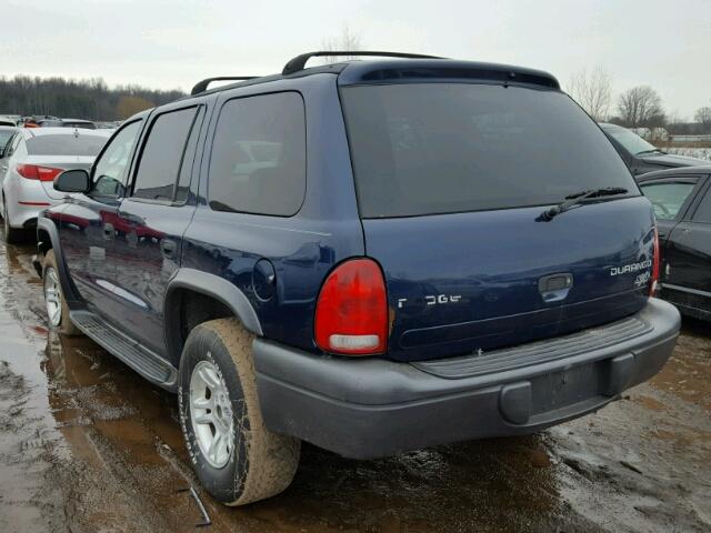 1D4HS38N23F587594 - 2003 DODGE DURANGO SP BLUE photo 3