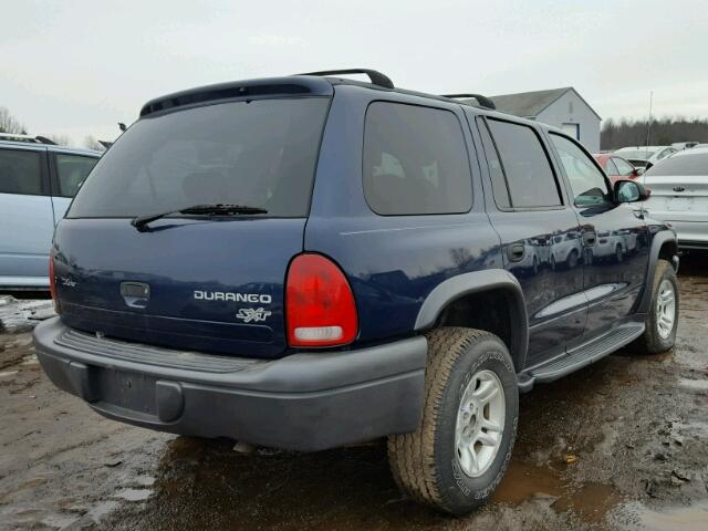 1D4HS38N23F587594 - 2003 DODGE DURANGO SP BLUE photo 4