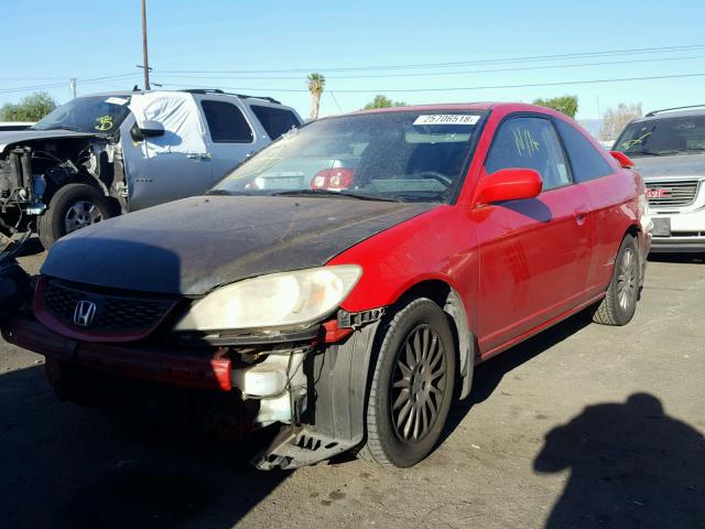 1HGEM22905L078867 - 2005 HONDA CIVIC EX RED photo 2