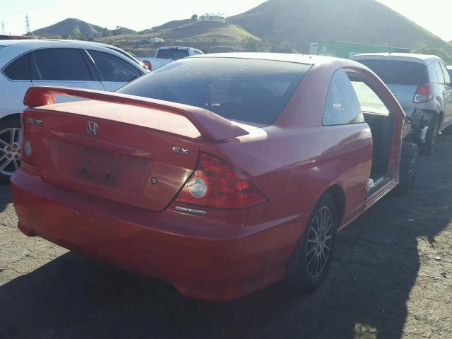 1HGEM22905L078867 - 2005 HONDA CIVIC EX RED photo 4