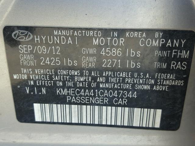 KMHEC4A41CA047344 - 2012 HYUNDAI SONATA HYB SILVER photo 10