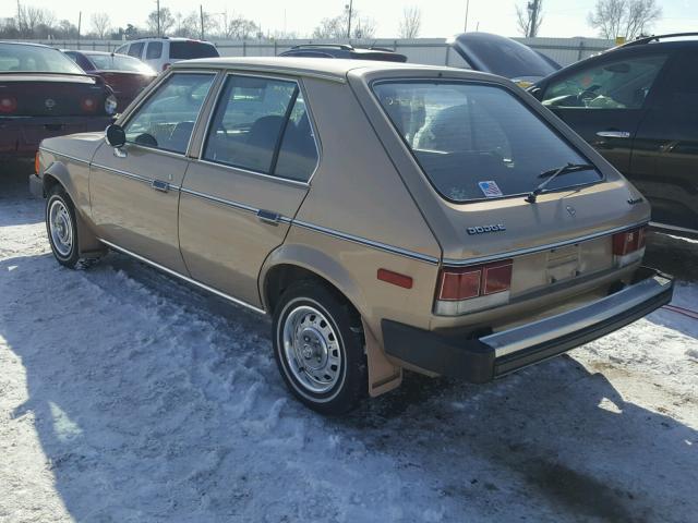 1B3BZ48C9ED216919 - 1984 DODGE OMNI SE GOLD photo 3