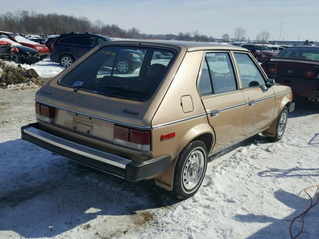 1B3BZ48C9ED216919 - 1984 DODGE OMNI SE GOLD photo 4