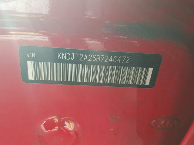 KNDJT2A26B7246472 - 2011 KIA SOUL + RED photo 10