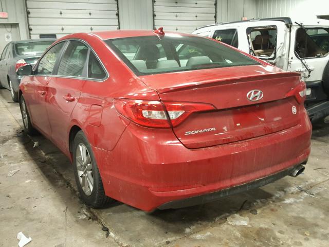 5NPE24AF0HH491775 - 2017 HYUNDAI SONATA SE RED photo 3