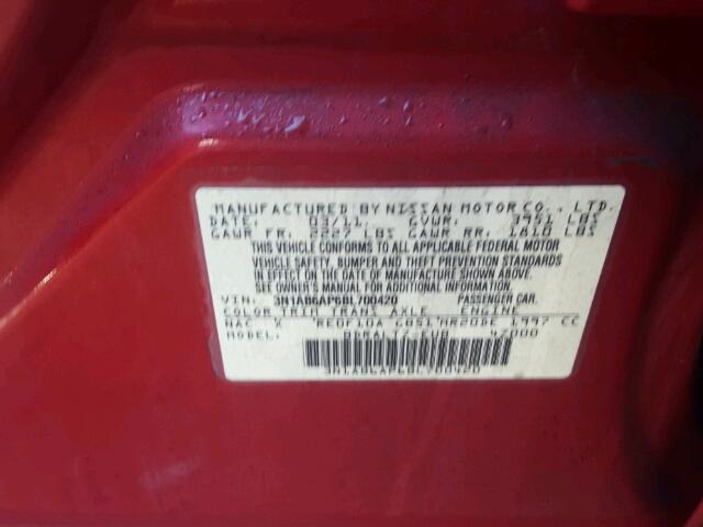 3N1AB6AP6BL700420 - 2011 NISSAN SENTRA 2.0 RED photo 10