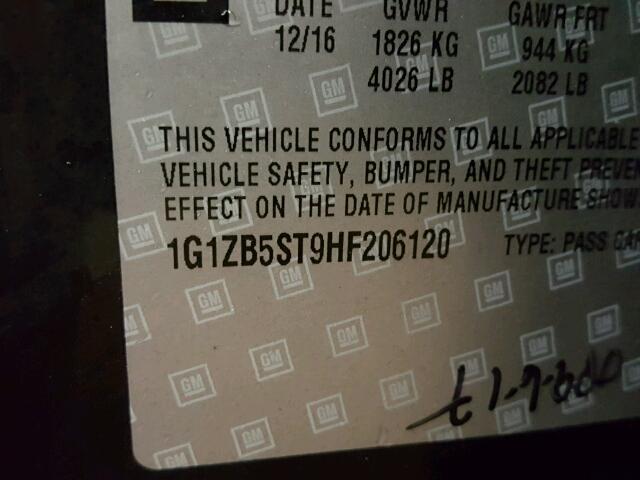 1G1ZB5ST9HF206120 - 2017 CHEVROLET MALIBU LS Qara foto 10