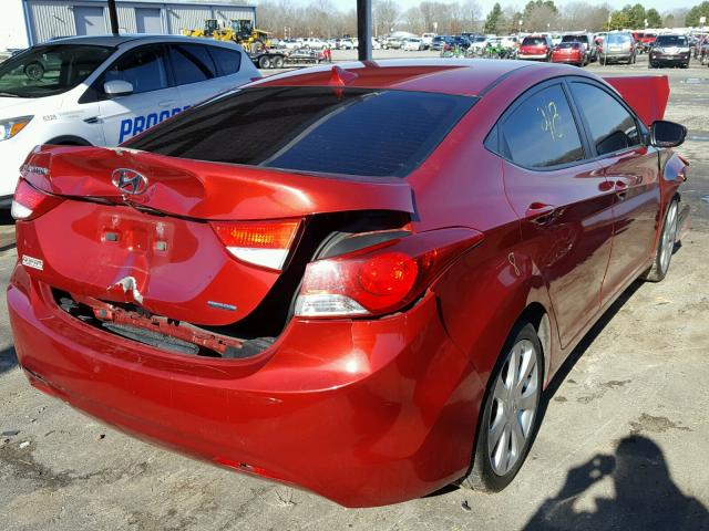 KMHDH4AE8BU123192 - 2011 HYUNDAI ELANTRA GL RED photo 4