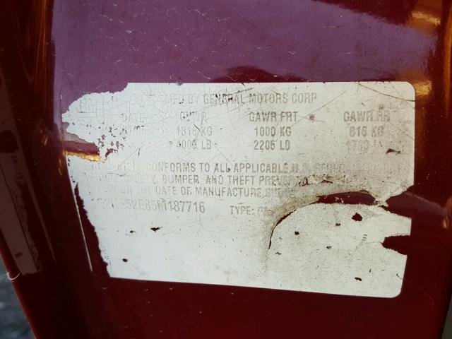 1G2NE52E85M187716 - 2005 PONTIAC GRAND AM S წითელი ფოტო 10