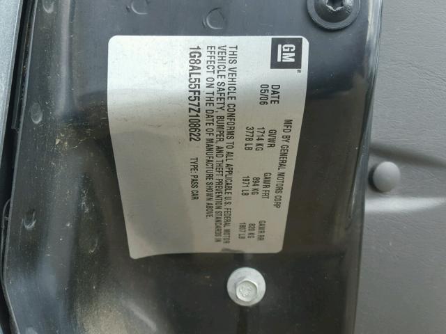 1G8AL55F57Z108622 - 2007 SATURN ION LEVEL GRAY photo 10